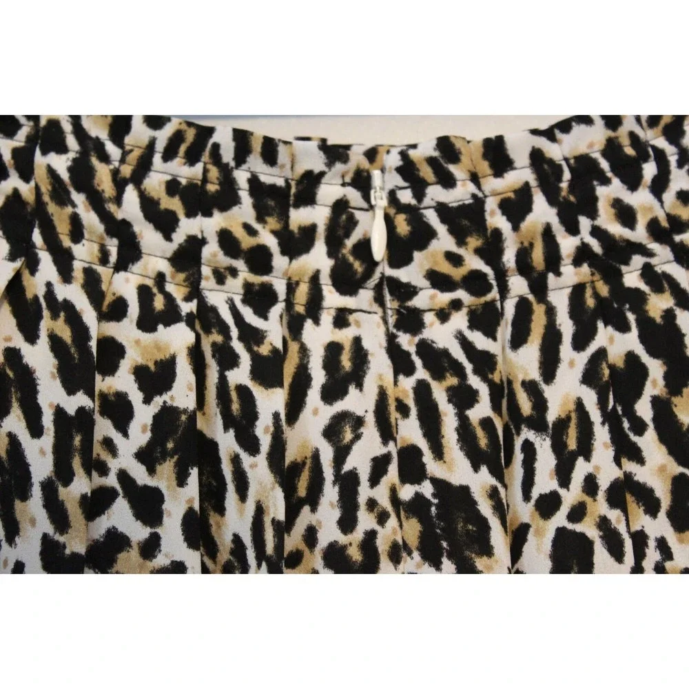 J. Crew Pleated Midi Skirt Leopard Print Tan Black AF925 Women's Size 4 H14544 - Picture 6 of 8